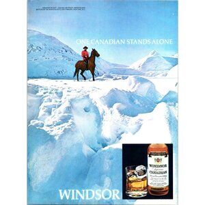 1981 Windsor Canadian Whisky Whiskey Mounty RCMP Vintage Print Ad Ice Wall Art
